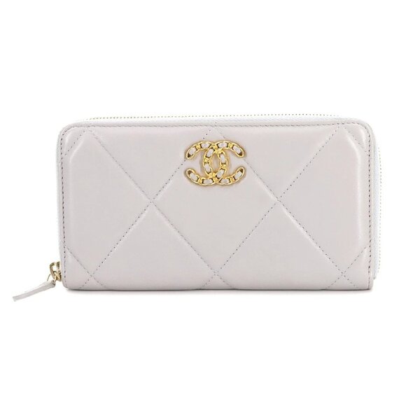 CHANEL 19 Zipped Around Long Wallet Leather Grey AP1063 90289204 - Picture 1 of 9